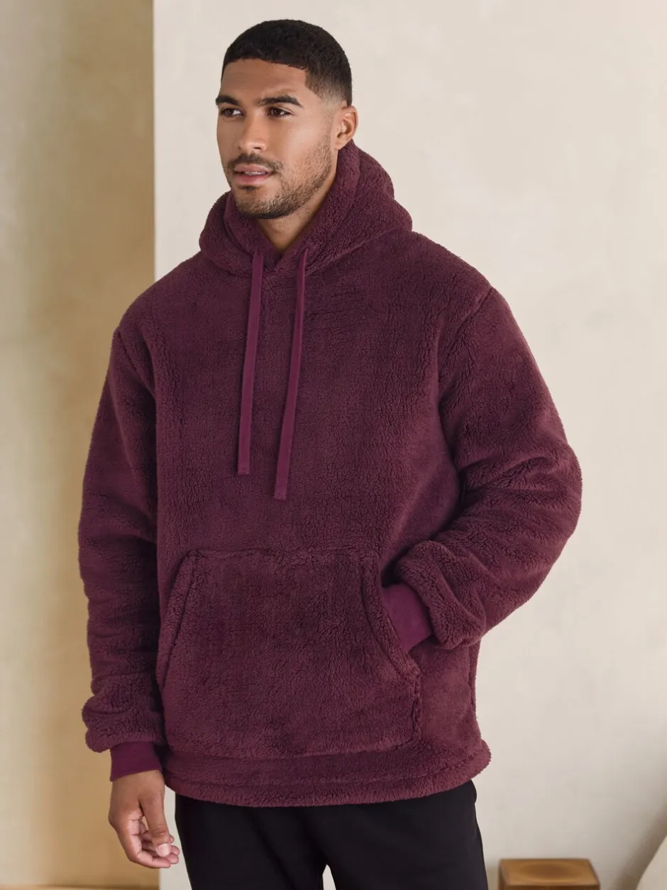 Loungewear*Next Bordeauxrood - Pullover hoodie van borg