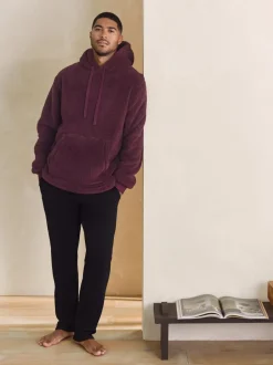Loungewear*Next Bordeauxrood - Pullover hoodie van borg