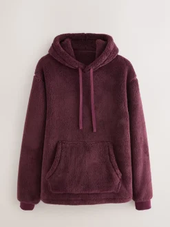 Loungewear*Next Bordeauxrood - Pullover hoodie van borg
