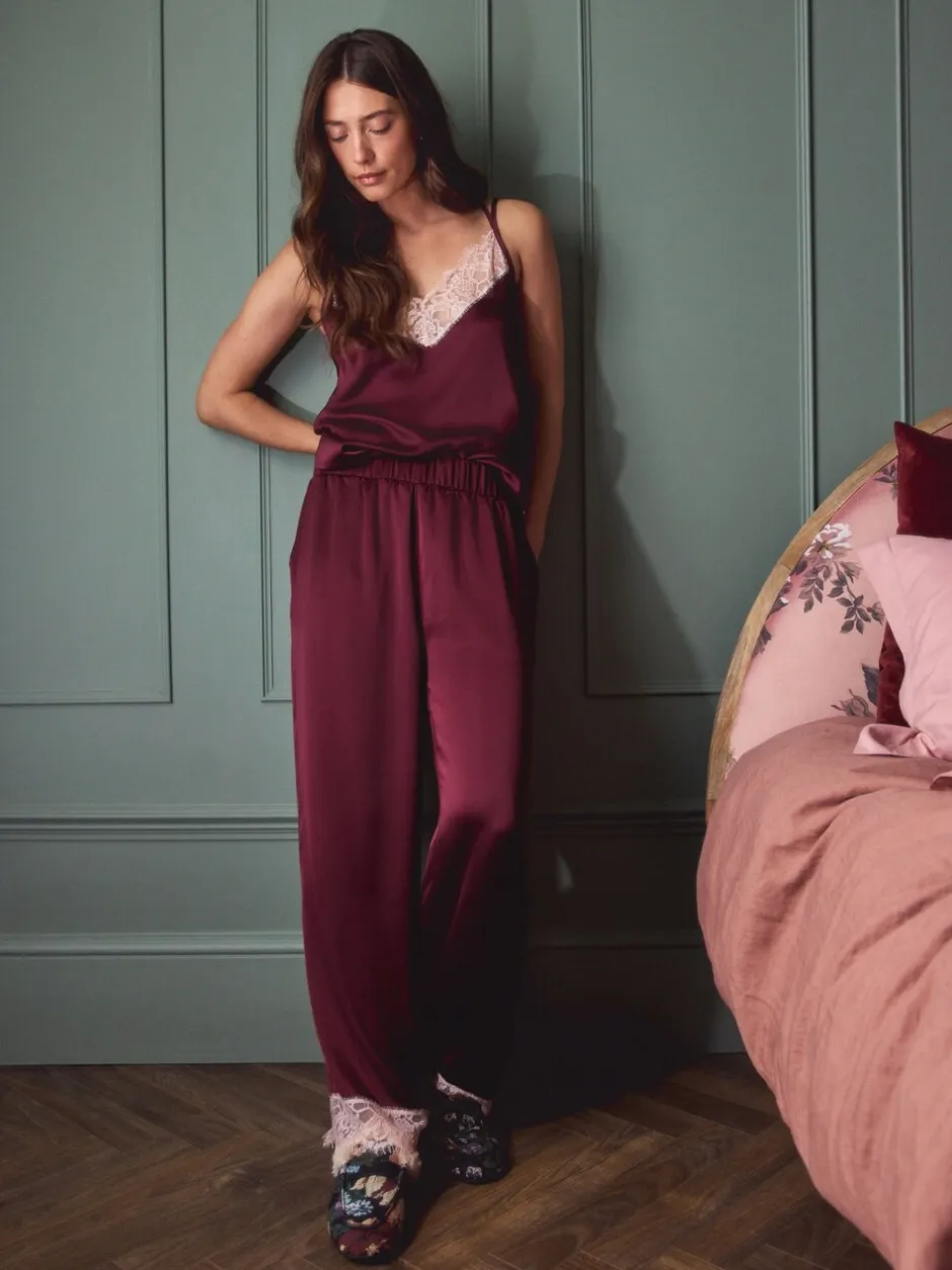 Pyjama's|Alle Nacht- En Loungekleding|Next Bordeauxrood - Pyjama met hemdje met kanten afwerking