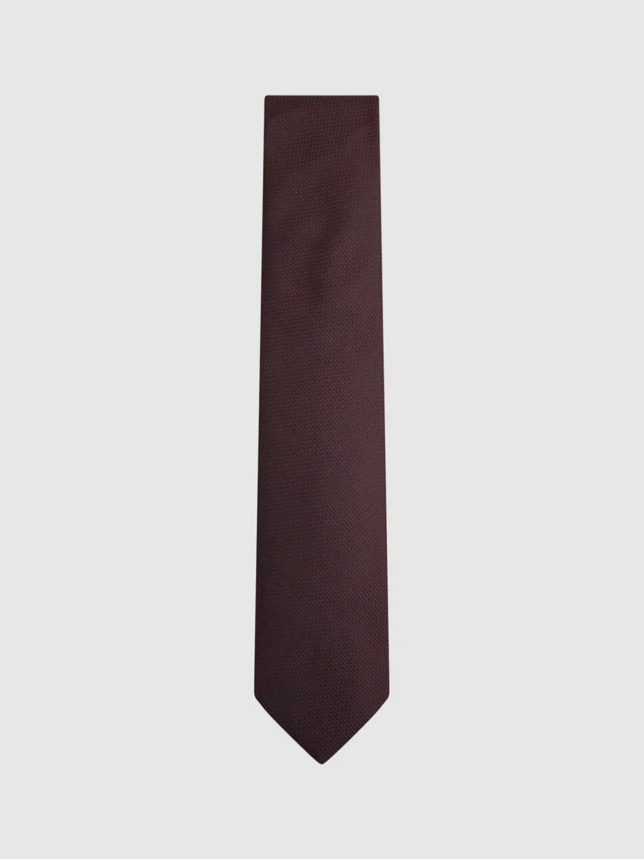 Stropdassen En Pochets*Reiss - Ceremony stropdas van zijdemix met textuur Bordeauxrood