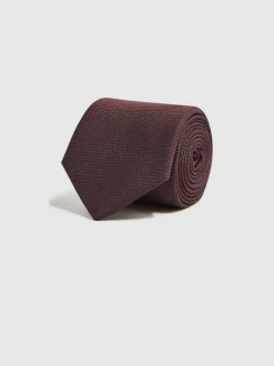 Stropdassen En Pochets*Reiss - Ceremony stropdas van zijdemix met textuur Bordeauxrood