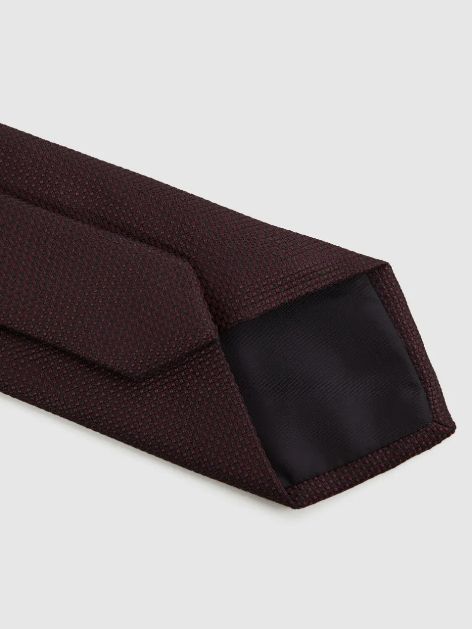 Stropdassen En Pochets*Reiss - Ceremony stropdas van zijdemix met textuur Bordeauxrood