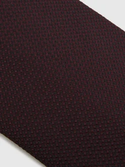 Stropdassen En Pochets*Reiss - Ceremony stropdas van zijdemix met textuur Bordeauxrood