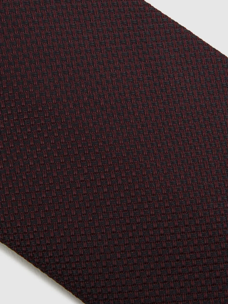 Stropdassen En Pochets*Reiss - Ceremony stropdas van zijdemix met textuur Bordeauxrood