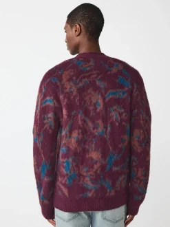 Gebreide Kleding*Next Bordeauxrood - Relaxed Fit Floral Pattern Cardigan