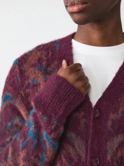 Gebreide Kleding*Next Bordeauxrood - Relaxed Fit Floral Pattern Cardigan