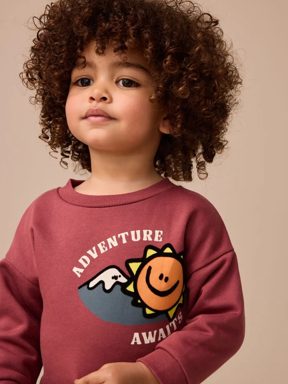 Joggingbroeken|Sweaters En Hoody´S|Next - Set met sweatshirt en utility-joggingbroek (3mnd -7jr) Bordeauxrood