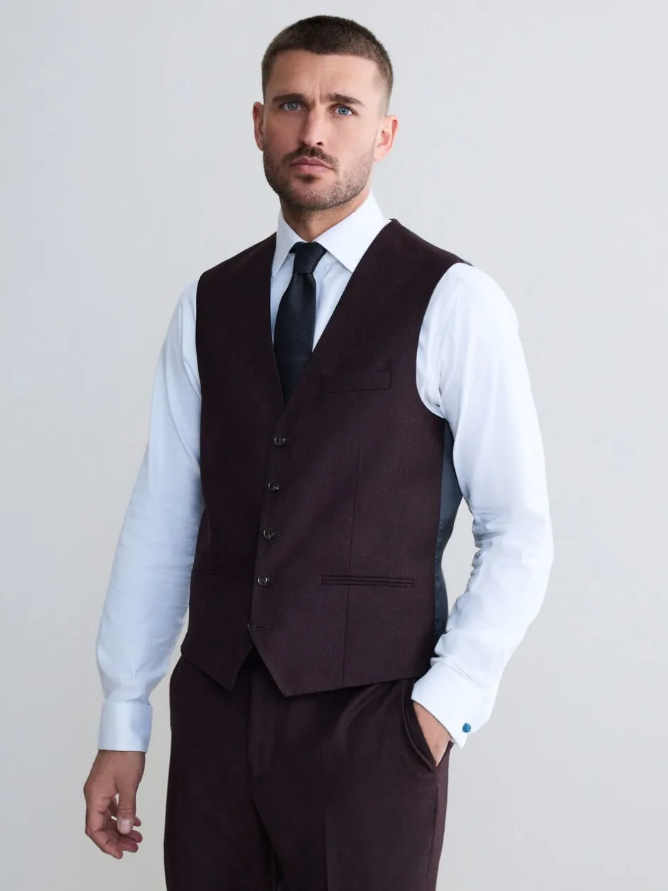 Vesten|Next - Signature Zignone flanellen gilet van Italiaanse wol-kasjmier blend Bordeauxrood