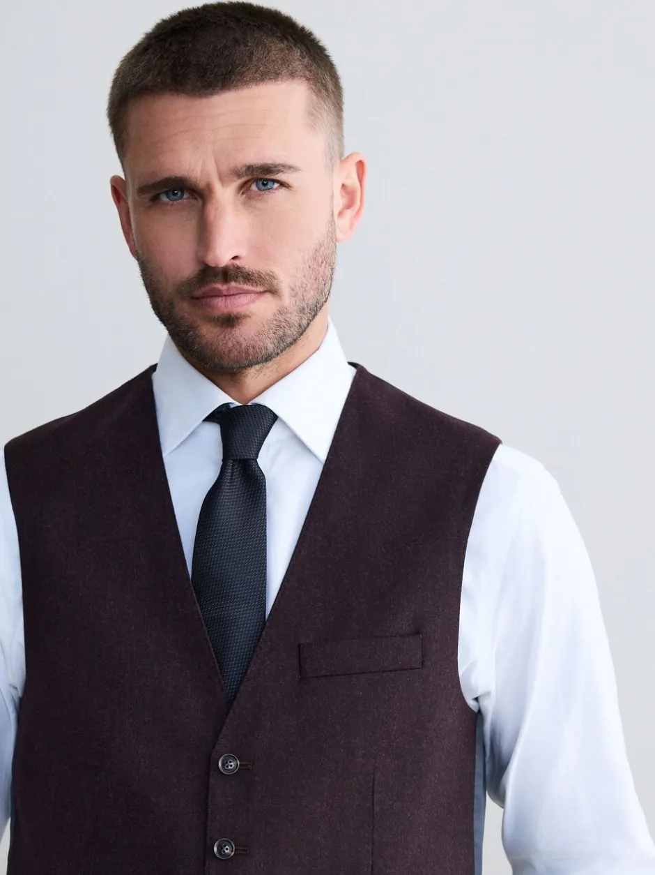 Vesten|Next - Signature Zignone flanellen gilet van Italiaanse wol-kasjmier blend Bordeauxrood