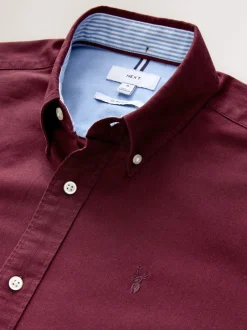 Formele Overhemden|Shirts*Next Bordeauxrood - Slim Fit - Oxford-hemd met lange mouwen