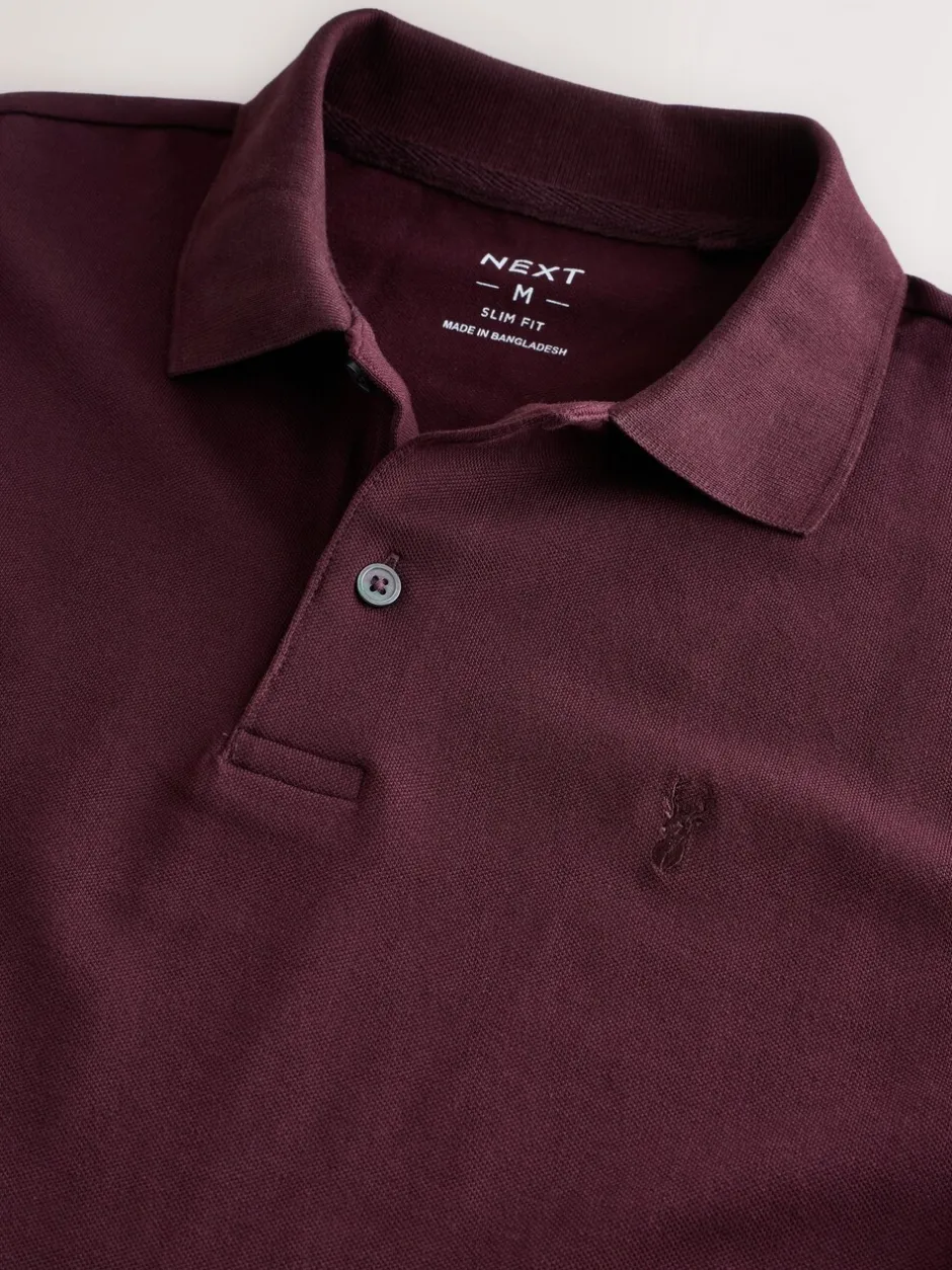 T-Shirts En Hemden|Poloshirts|Next Bordeauxrood - Slim Fit - Piqué poloshirt met korte mouwen