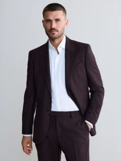 Pakken|Next - Slim Fit - Signature Zignone flanellen colbert van Italiaanse wol-kasjmier blend Bordeauxrood