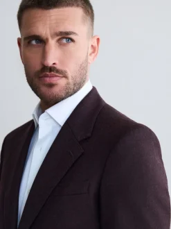 Pakken|Next - Slim Fit - Signature Zignone flanellen colbert van Italiaanse wol-kasjmier blend Bordeauxrood