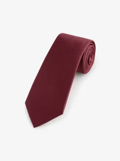 Stropdassen En Pochets*Next Bordeauxrood - Smal - Stropdas met textuur