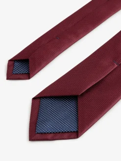 Stropdassen En Pochets*Next Bordeauxrood - Smal - Stropdas met textuur
