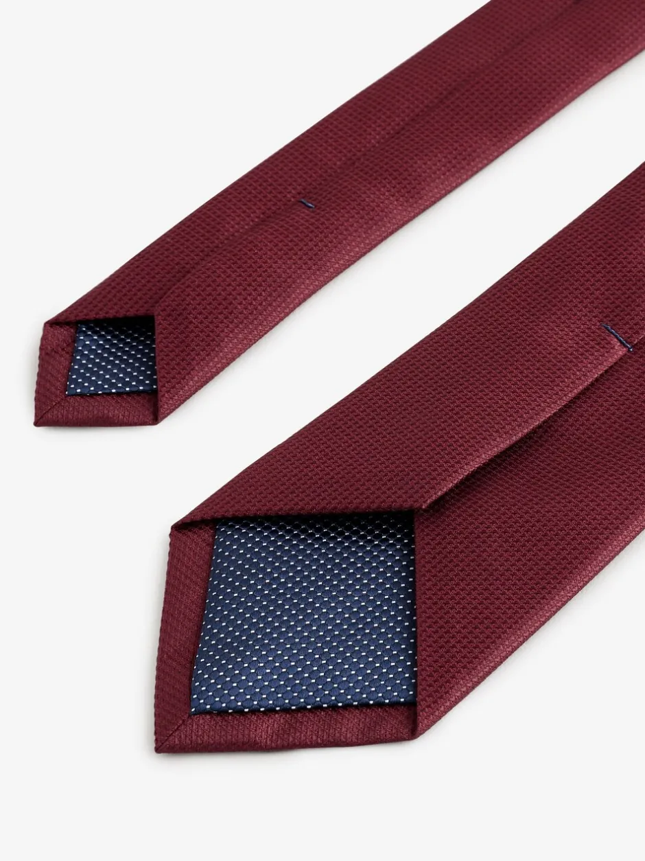 Stropdassen En Pochets*Next Bordeauxrood - Smal - Stropdas met textuur