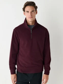 Jassen En Jacks|Next - Soft Touch Quarter Zip Neck Fleece Bordeauxrood