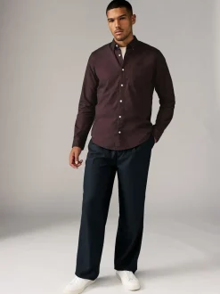 Formele Overhemden|Next Bordeauxrood - Soft Touch Oxford Long Sleeve Shirt