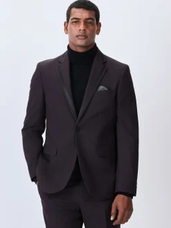 Smokings En Feestkleding|Next Bordeauxrood - Tailored fit - Inset Lapel Detail Tuxedo Suit Jacket