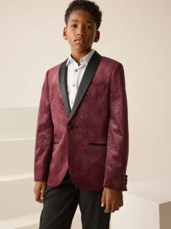 Kostuums En Herenvesten|Next - Textured Velvet Blazer (3-16yrs) Bordeauxrood