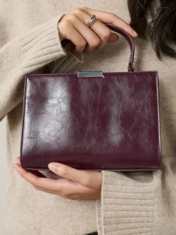 Tassen En Portemonnees|Next - Top Handle Tas met krokodillenmotief Bordeauxrood