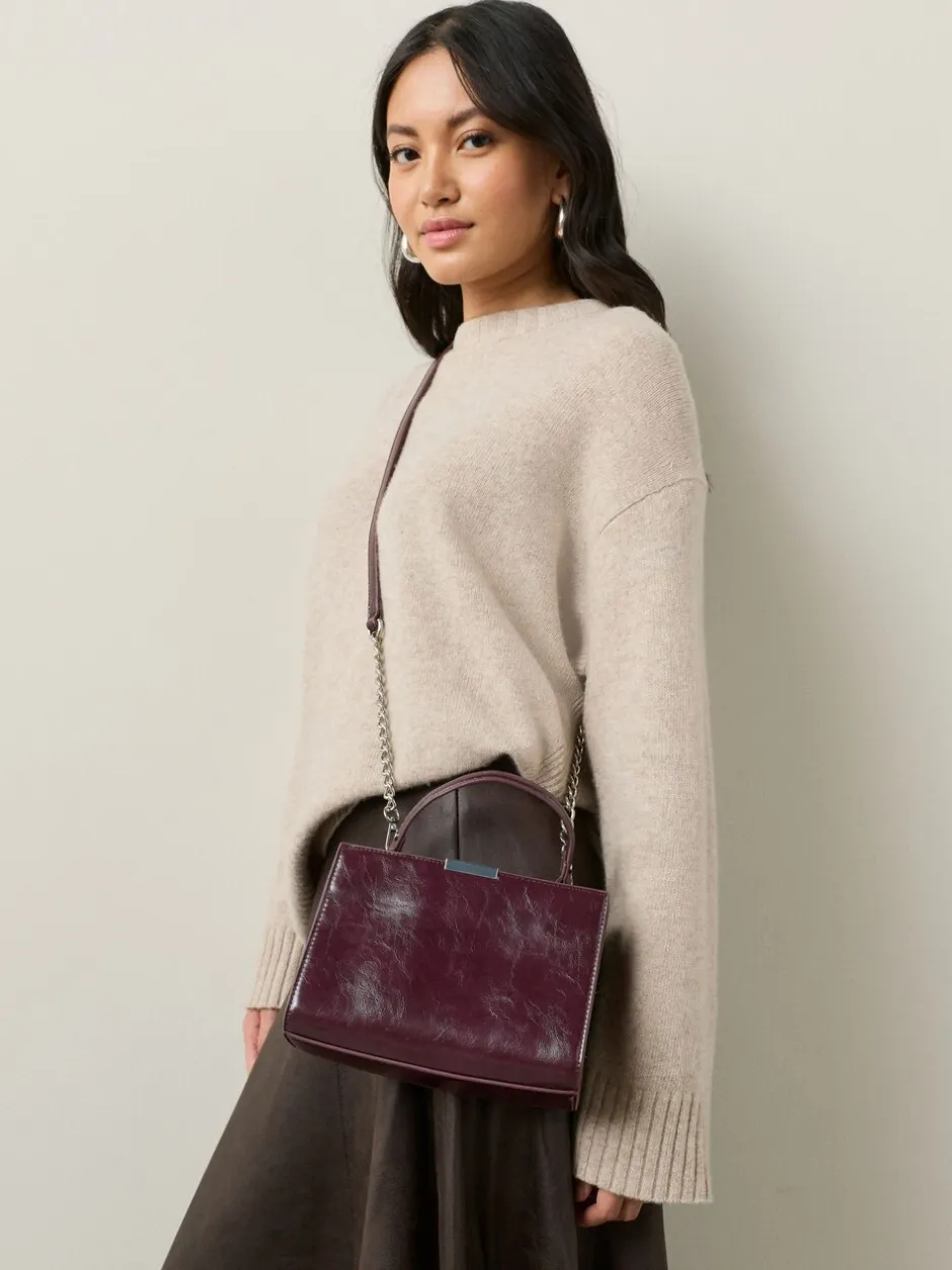 Tassen En Portemonnees|Next - Top Handle Tas met krokodillenmotief Bordeauxrood