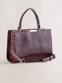 Tassen En Portemonnees|Next - Top Handle Tas met krokodillenmotief Bordeauxrood