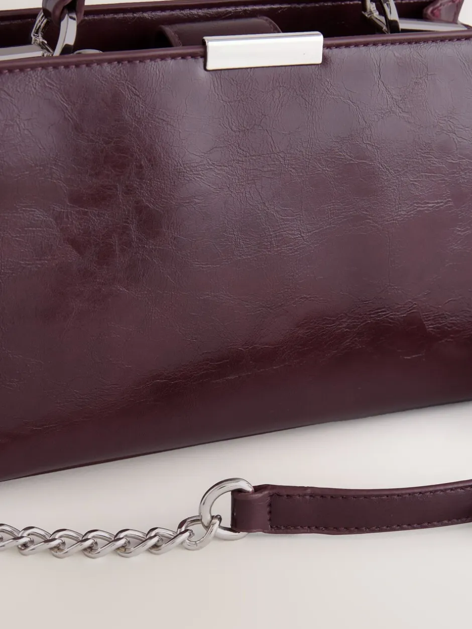 Tassen En Portemonnees|Next - Top Handle Tas met krokodillenmotief Bordeauxrood