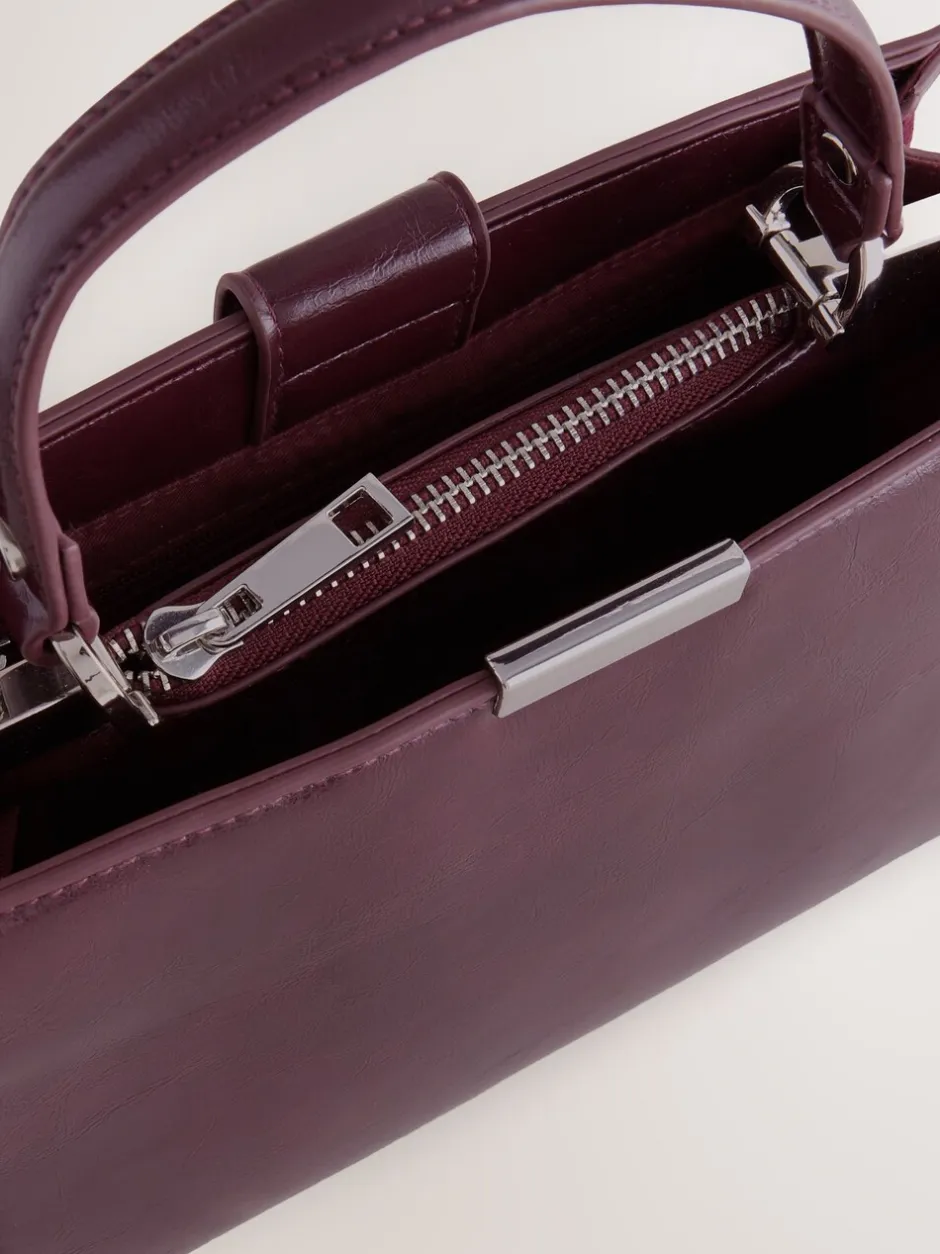 Tassen En Portemonnees|Next - Top Handle Tas met krokodillenmotief Bordeauxrood