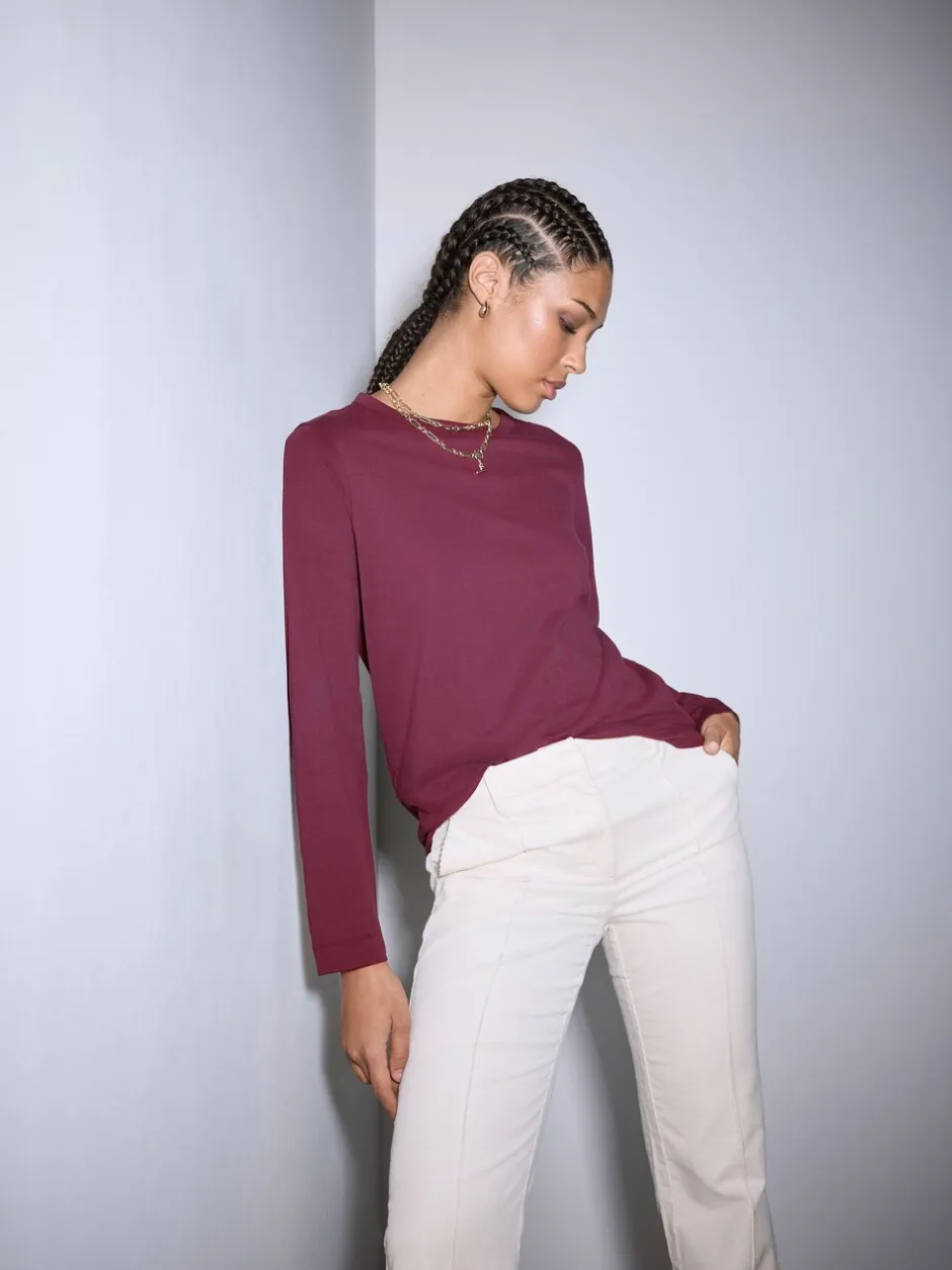 Tops En T-Shirts*Next Bordeauxrood - T-shirt met lange mouwen en ronde hals