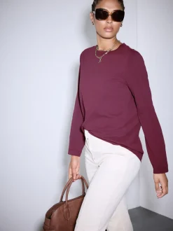 Tops En T-Shirts*Next Bordeauxrood - T-shirt met lange mouwen en ronde hals