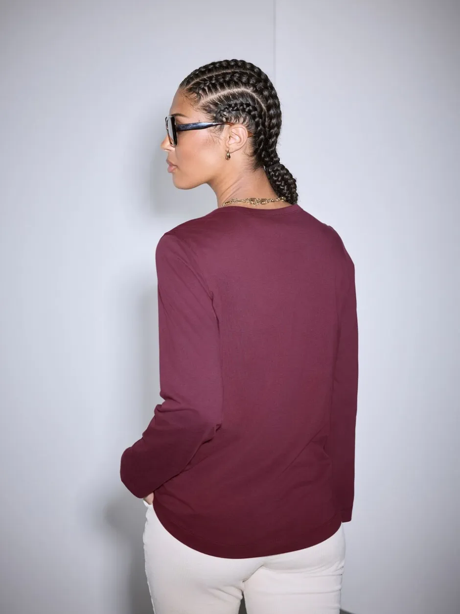 Tops En T-Shirts*Next Bordeauxrood - T-shirt met lange mouwen en ronde hals