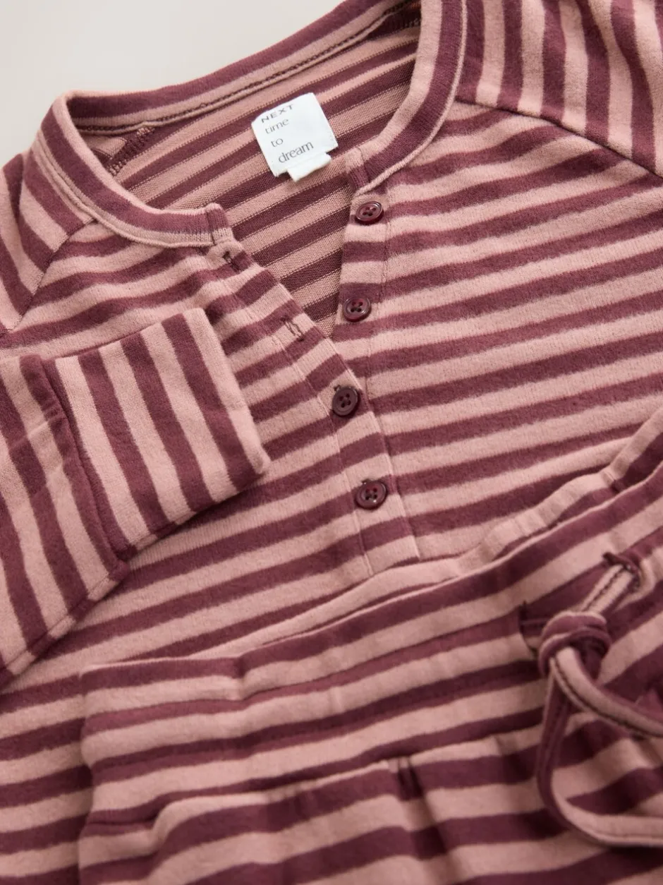 Pyjama's|Loungewear*Next - Behaaglijke pyjama met lange mouwen Bordeauxrood gestreept