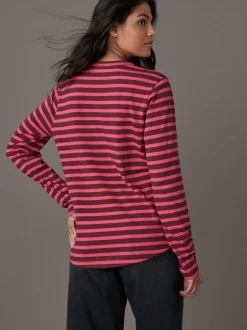Tops En T-Shirts*Next Bordeauxrood gestreept - T-shirt met lange mouwen en ronde hals