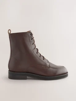 Boots|Next - Forever Comfort® - Enkellaarzen met vetersluiting Bordeauxrood leer