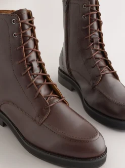 Boots|Next - Forever Comfort® - Enkellaarzen met vetersluiting Bordeauxrood leer