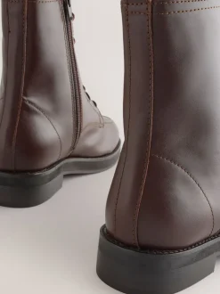 Boots|Next - Forever Comfort® - Enkellaarzen met vetersluiting Bordeauxrood leer