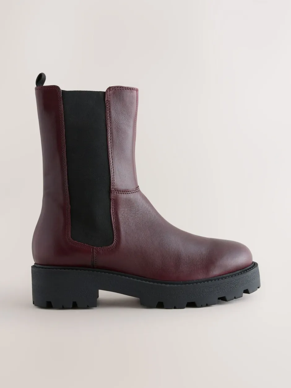 Boots|Next - Forever Comfort® - Grove chelsealaarzen Bordeauxrood leer