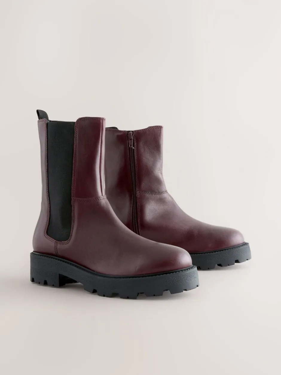Boots|Next - Forever Comfort® - Grove chelsealaarzen Bordeauxrood leer