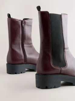 Boots|Next - Forever Comfort® - Grove chelsealaarzen Bordeauxrood leer