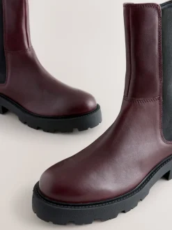 Boots|Next - Forever Comfort® - Grove chelsealaarzen Bordeauxrood leer