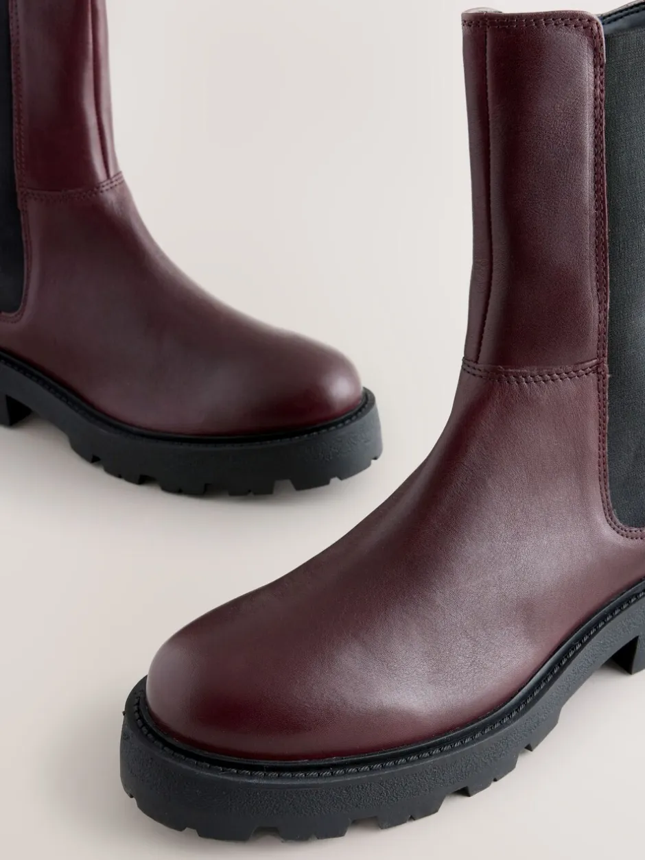 Boots|Next - Forever Comfort® - Grove chelsealaarzen Bordeauxrood leer