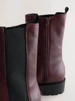 Boots|Next - Forever Comfort® - Grove chelsealaarzen Bordeauxrood leer
