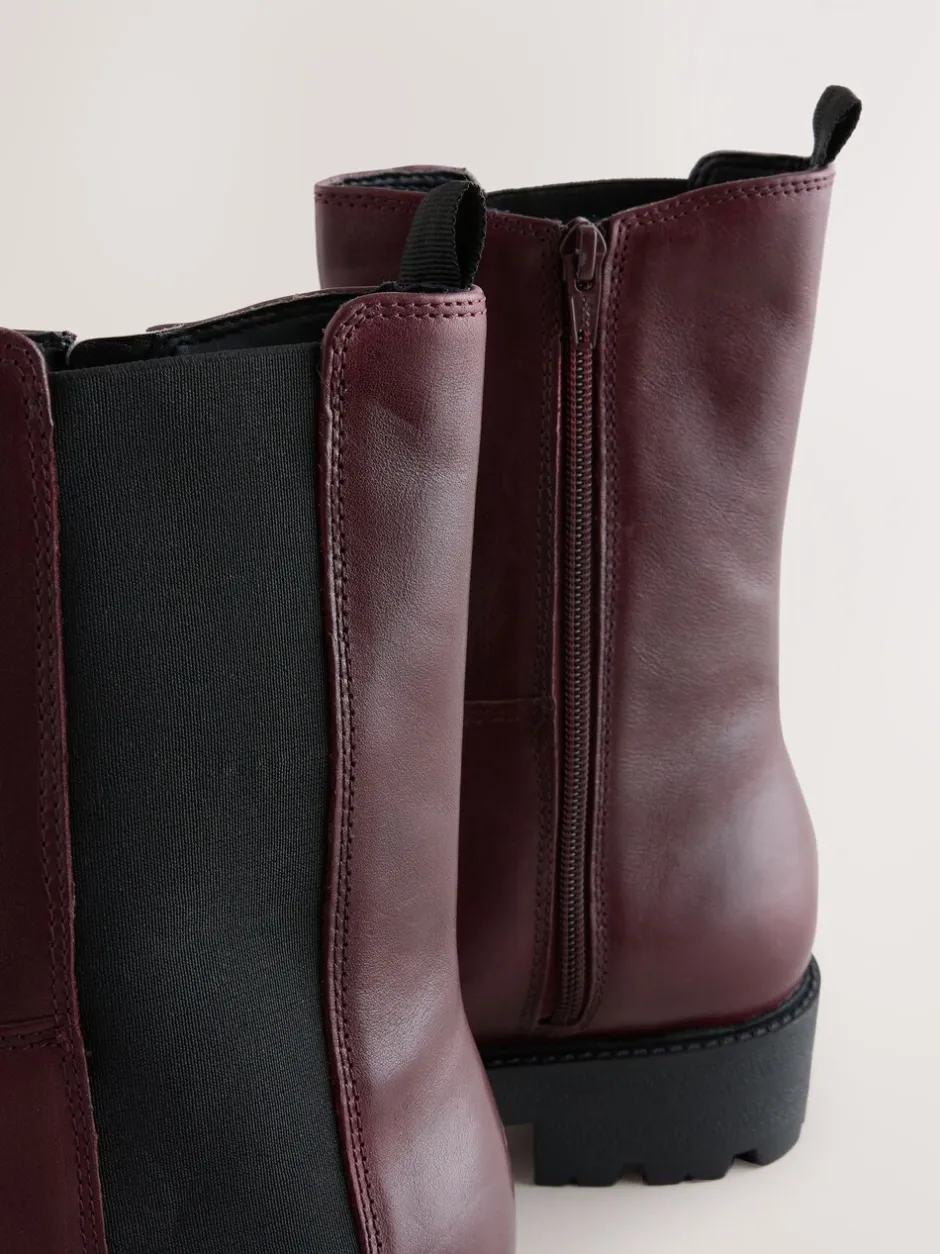 Boots|Next - Forever Comfort® - Grove chelsealaarzen Bordeauxrood leer