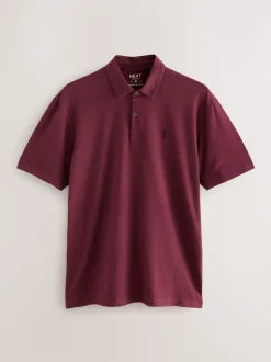 Poloshirts|Next Bordeauxrood/antracietgrijs/Ecru Crème - Set van 3 jersey poloshirts met korte mouwen