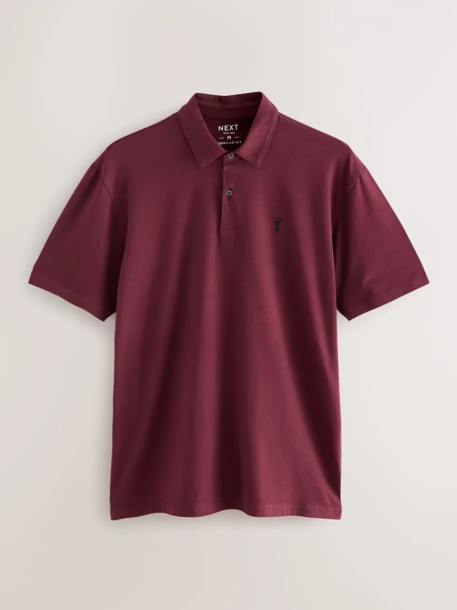 Poloshirts|Next Bordeauxrood/antracietgrijs/Ecru Crème - Set van 3 jersey poloshirts met korte mouwen