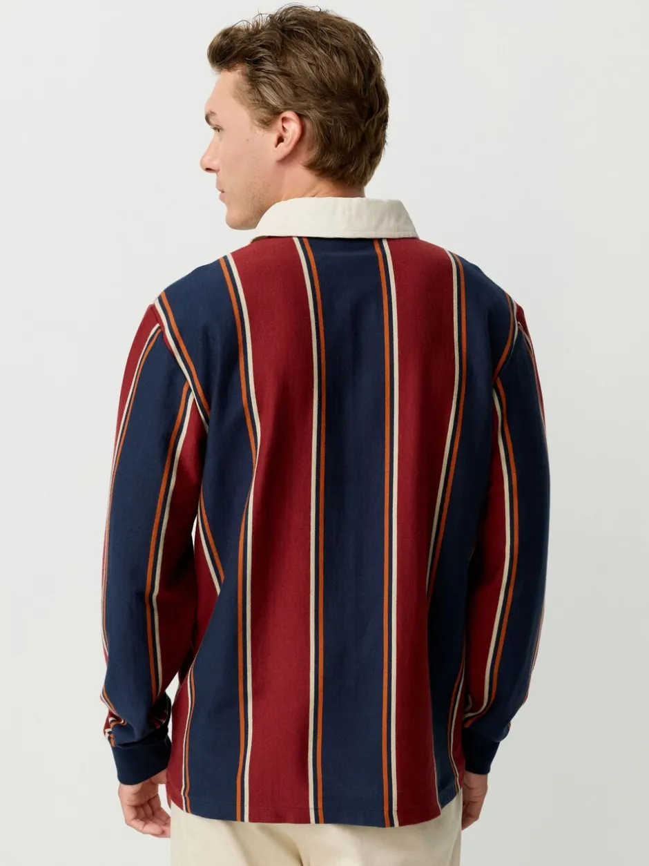T-Shirts En Hemden|Next Bordeauxrood-marineblauw gestreept - Rugbyshirt