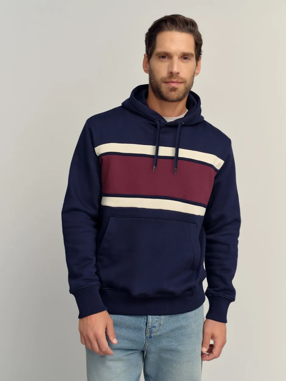 Sweaters En Hoody´S|Sweaters En Hoody´S|Next - Pullover-hoody - Sweatshirt met colourblocking Bordeauxrood/Marineblauw/Ecru Wit