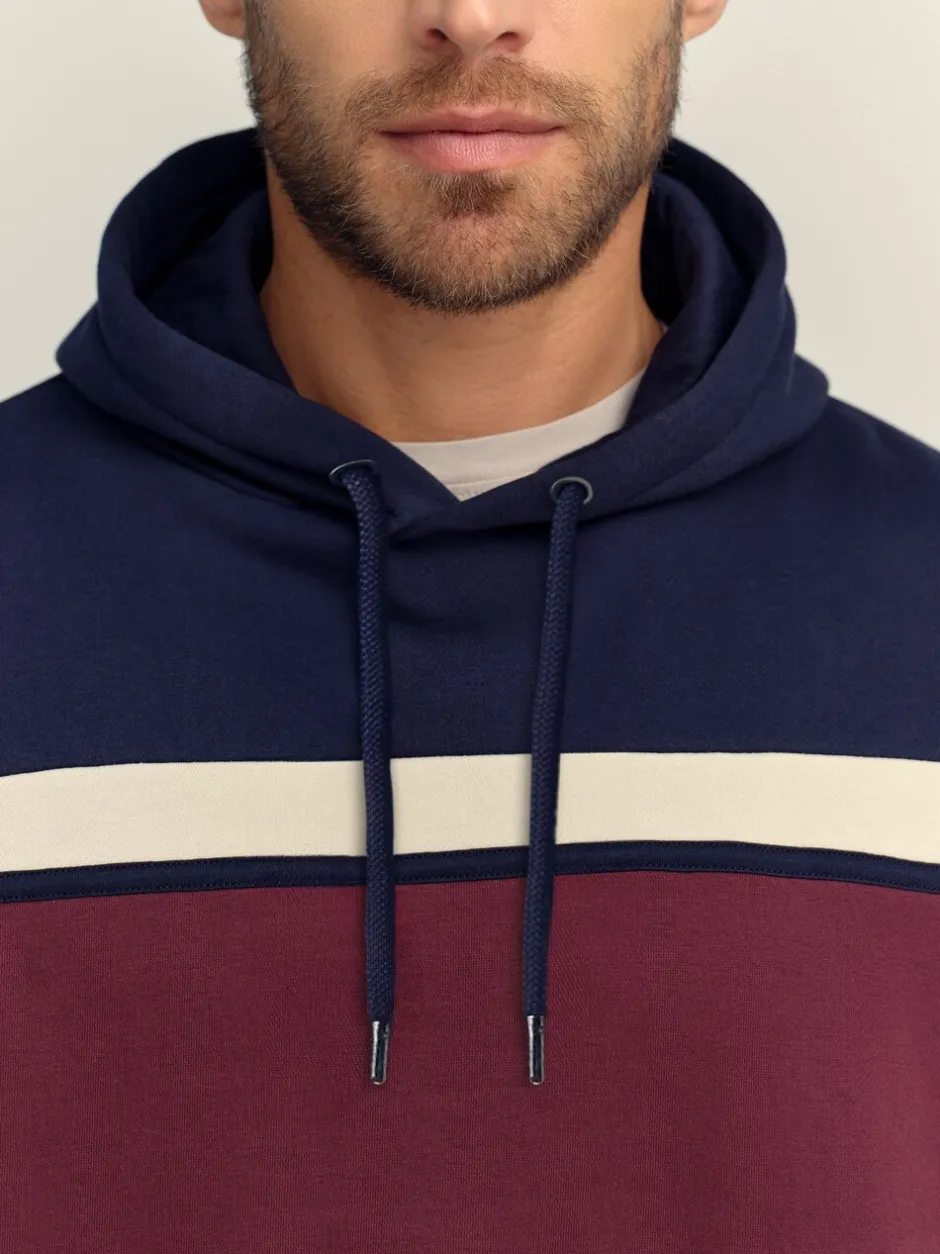 Sweaters En Hoody´S|Sweaters En Hoody´S|Next - Pullover-hoody - Sweatshirt met colourblocking Bordeauxrood/Marineblauw/Ecru Wit